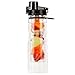 Infuser Water Bottle 25oz Sport Bottles with Dual Fruit Infusion Strainers, Leak-proof Flip Top Design, Anti-slip BPA Free Tritan Water Bottle by Ingenuity & Senhs (Black)