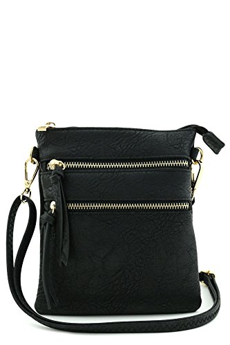 Functional Multi Pocket Crossbody Bag Black