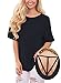 Annflat Women's Cut Out Back Round Neck Casual Shirts Pocket Tee Medium Black