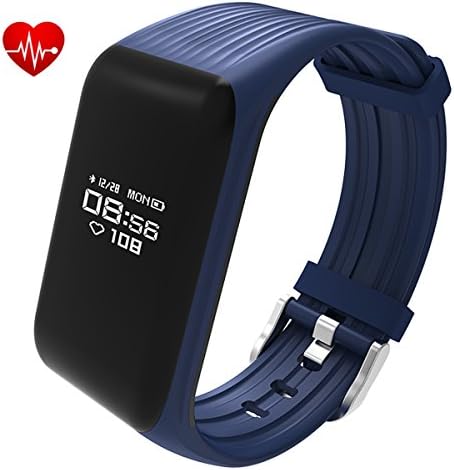TOPWRX Fitness Tracker Watch IP68 Waterproof Activity Wireless Smart Bracelet with Continuous Heart Rate Monitor Step Calorie Sleep Counter Bluetooth Wristband Pedometer Sports Smart Band (K1 Blue)