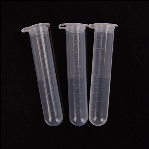 Buytra 100 Pack 10ML Plastic Lab Test Tube Vial Sample Container Centrifuge Tube with Snap Cap, Graduated, No-Leak