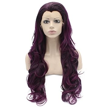 Mxangel Long Wavy Heat Resistant Synthetic Lace Front Stylish Wig