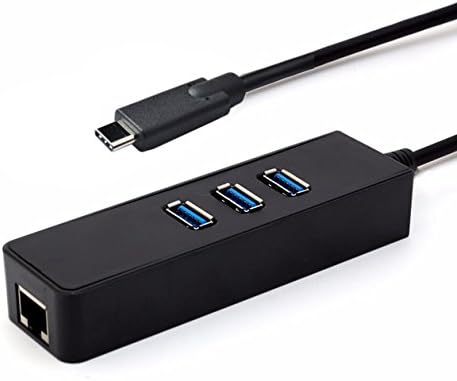 Type C USB-C Network Adapter to RJ45 Wire 3 USB3.0 Ports Hub,Gigabit Ethernet Converter for Macbook 12" Retina Chromebook Pixel..No Driver Required