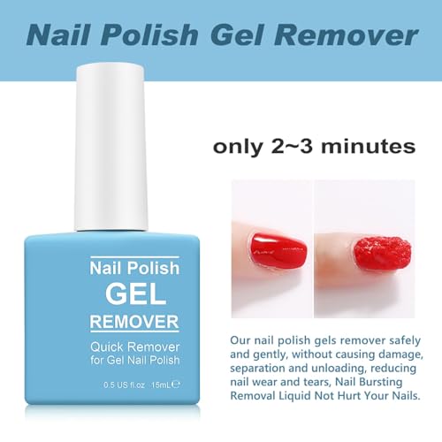 Removedor Quita Esmalte Semipermanente para Uñas, Quita Fácil y Rápida de Uñas de Gel, Acrílicas y UV, No Daña las Uñas, Quitaesmalte con Lima de Uñas y Empuja Cutículas y Rascador de Esmalte