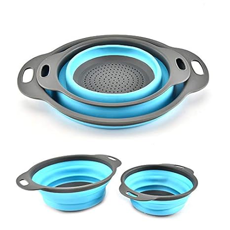Kuke Colador plegable redondo de silicona para cocina, traje para ...