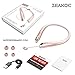 ZEAKOC Bluetooth Headphones Wireless Retractable Headset Neckband Stereo Earbuds Dual In Ear Sweatproof Noise Cancelling Earphones-Rose Gold