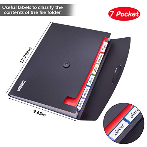 7-Pocket Expanding File 3pcs, Plastic Expandable File Folder - Black&Blue&Red