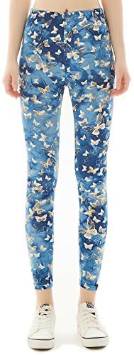 Mini Era Women's Sports Butterfly Yoga Pants High Waist Tummy Control Flex Fitness Stretchy Capric Workout Running Leggings (Butterfly)