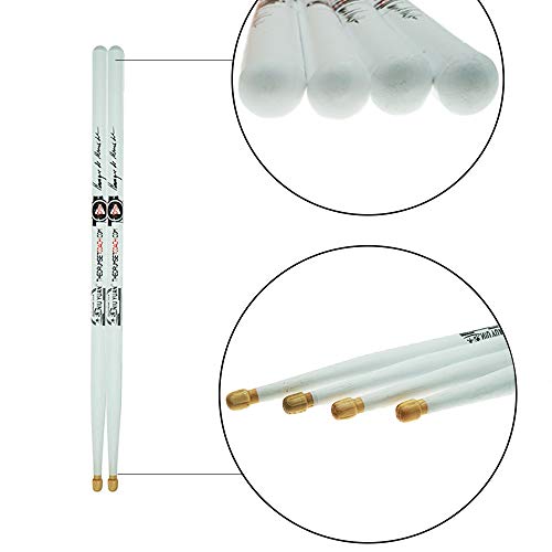 Drum Sticks 5A American Hickory Wood Tip Signature Drumsticks for Kids Adults Practicing from Berklee College Professor(1 Pair, White) - Thumbnail 2