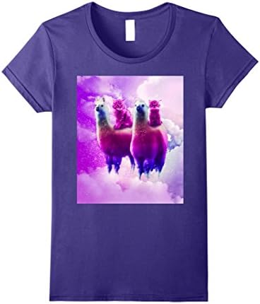 Womens Rainbow Llama T-Shirt - Cat Llama XL Purple
