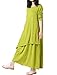 Mordenmiss Women's New Cotton Linen Long Sleeve Layered Dress Green, One Size
