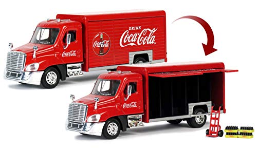 Beverage Delivery Truck Coca-Cola with Handcart and 4 Bottle Cases 1/50 Diecast Model by Motorcity Classics 450060
