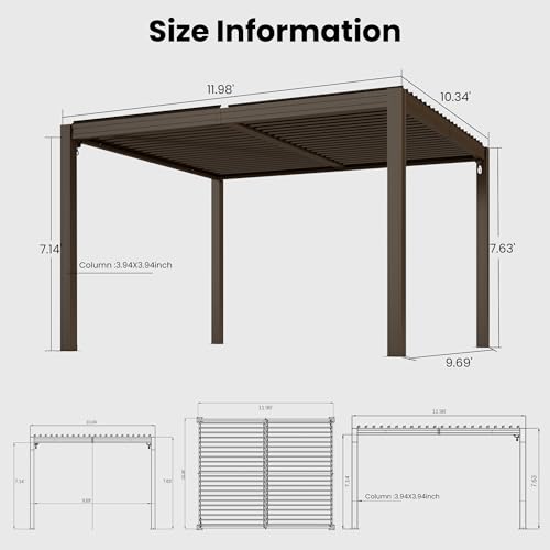 Domi Outdoor Living Louvered Pergola 10x12 Review: Adjustable Metal Patio Cover image 21