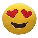 Heart Eyes Emoji Pillow 12.5 Inch Large Yellow Smiley Emoticon
