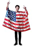 DomeStar USA American Flag Cape Cloak Costume, Wearable Flag with Sleeves Classi
