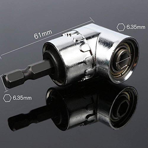 105 Degree Right Angle Extension Power Screwdriver Drill Attachment,90° Drill Bit Adapter,Square Hole Drill Bit with 1/4 inch Drive 6mm Hex Quick Change Magnetic Drill Bit Angled Bit Power Drill Tool
