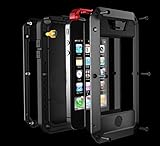 iPhone 4S Case, Ambox Newest Extreme Shockproof Dust/Dirt Proof Aluminum Metal Military Heavy Duty Protection Cover Case for Apple iPhone 4 4S Black White Silver Rose Pink Red Yellow Golden (Black/Black/Red)