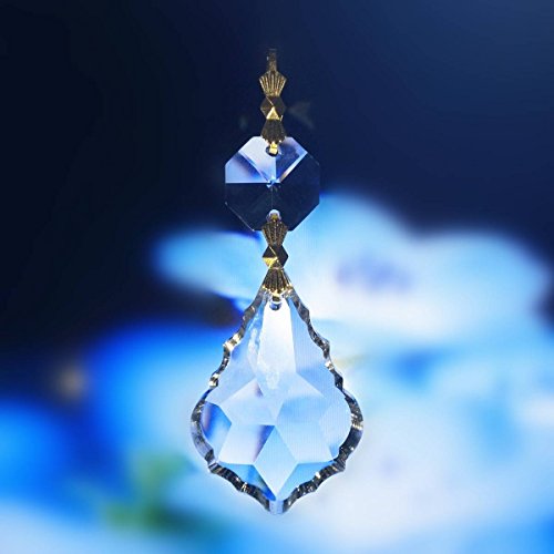 Bazaar 10 Pcs Clear Crystal Glass Maple Leaf Lamp Prisms Part Decoration Pendant Hanging 38x26mm