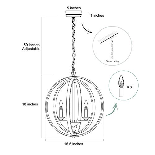 KSANA Orb Chandelier, Modern Gold Sphere Ceiling Lamp, Suspended Indoor Pendant Lights with Adjustable Chain, 3 Light Globe Pendant Lighting Fixture for Dining Room,Bedroom,Entryway,Kitchen - Thumbnail 6