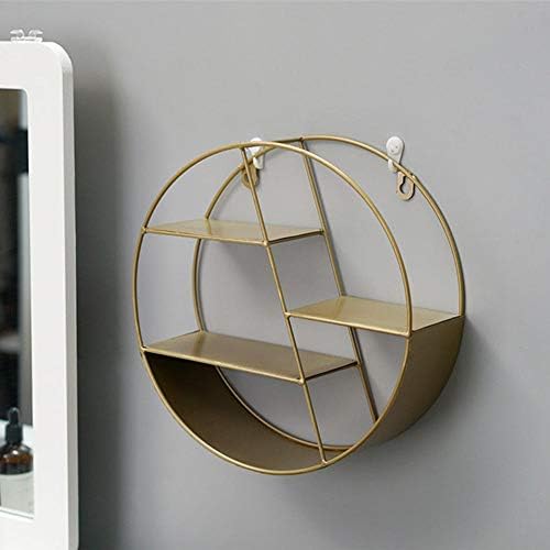 Sanmubo Wall Shelf Floating Shelves, Metal Hanging Shelf ，Decorative Wall Shelf for Bedroom, Living Room, Bathroom, Kitchen, Office and More (Round)