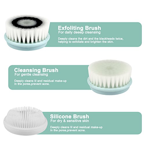 Face Brush Smartgrand Skin Cleansing Brush Rechargeable Waterproof Electric Spin Cleansing System and Gentle Exfoliating for All Skin Types with 3 Facial Cleansing Brush Heads - Thumbnail 4