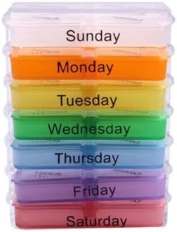 7-day AM/PM Weekly Pill Organizer Boxes in Tray, Air Tight Lids, for Medication or Vitamins, 4.25 Inches