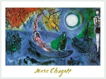 Bild mit Rahmen Marc Chagall - Il concerto, 1957 - Alimunium silber matt, 80 x 60cm - Premiumqualität - Klassische Moderne, N