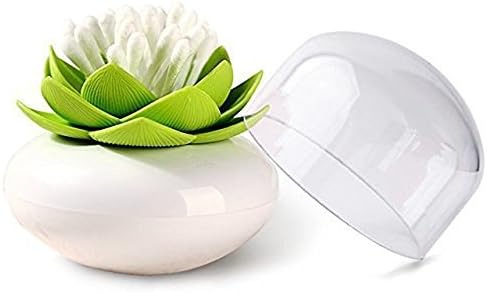 Richboom Lotus Cotton Bud Cotton Swabs Holder, Q-tips Holder Toothpicks Storage Organizer , Green