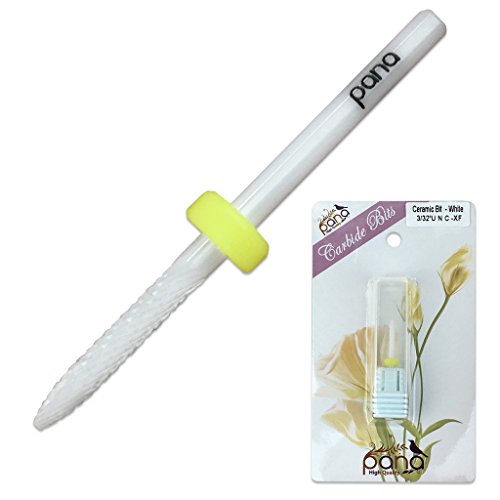 Pana (Grit: XF EXTRA FINE) Professional USA Ceramic White Under Nail Cleaner Bit Nail Drill 3/32" Shank Size