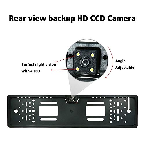 OscenLife 2018 170 European Car License Plate Frame Auto Reverse Rear View Backup Camera 4 LED Universal CCD IR Night Vision