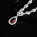 GULICX Silver Tone Ruby Color Red Jewelry Set Necklace Earrings Wedding Party Jewelry Silver Tone