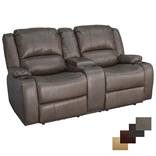 RecPro Charles 67" Powered Double RV Wall Hugger Recliner Sofa RV Loveseat (Chestnut)