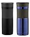 Contigo Snapseal Vacum Insulated Stainless Steel Travel Mug, 20-Ounce, Matte Black/Placid blue, 2-Pack
