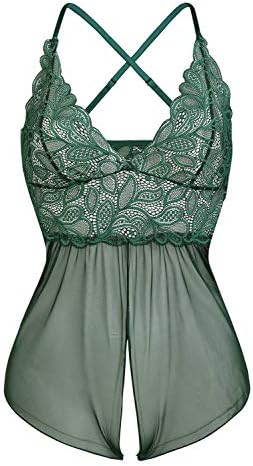 Donnalla Women Sexy Lingerie Floral Lace Babydoll One Piece Teddy Sheer Lace Lingerie V Neck Chemise