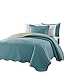 Chezmoi Collection Mesa 3-Piece Oversized Reversible Bedspread Coverlet Set (King, Blue/Khaki)