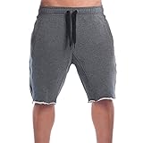 BROKIG Mens Bodybuilding Gym Workout Running Cotton Shorts Cut Off Edge