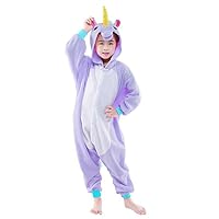 NEWCOSPLAY Unisex Children Unicorn Pyjamas Halloween Costume (10-Height 55-58", Purple Unicorn)