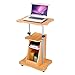 Yescom Mobile Laptop Cart Podium Adjustable Height Laptop Stand Portable Sit-to-Stand Desk Rolling Lecterns Workstation w/Storage Wheels Office School Beech