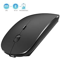 2.4GHz Wireless Bluetooth Mouse, Dual Mode Slim Rechargeable Wireless Mouse Silent USB Mice, 3 Adjustable DPI,Compatible for Laptop Windows Mac Android MAC PC Computer (Black)