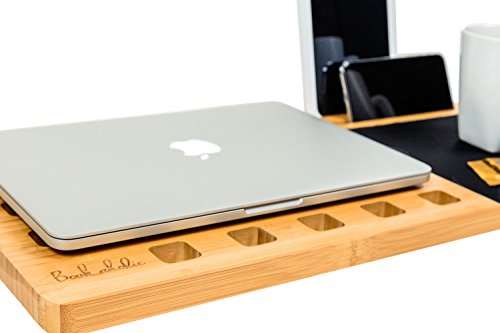 BOOKAHOLIC Lap Desk, Premium Bamboo Gamer's Lap Tray with Built-in Mouse Pad For 11", 13", 15" Laptops, Lap Table Board, Laptop Tablet Ipad Cellphone Stand, BONUS Signature Cotton Tote - Thumbnail 4