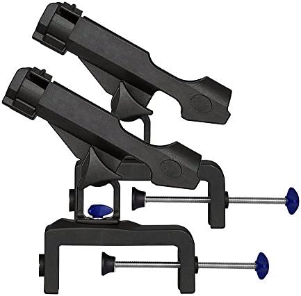 LFM 2PCS Fishing Rod Holders for Boats with Large Clamp Opening 360 Degree Adjustable Fish Pole Racks Folding Holder …