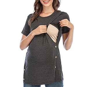 Avalica Womens Nursing Tops Short Sleeve Tee Shirts for Breastfeeding