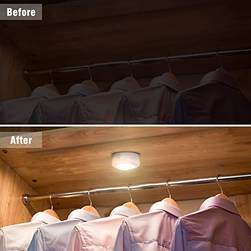 SALKING Wireless LED Puck Lights 4 Pack, Under Cabinet Lighting with Remote Control for Kitchen,Closet,Stairs,Wardrobe, Under Cabinet Lighting Dimmer Closet Lights Operates On AAA Batteries - Thumbnail 3