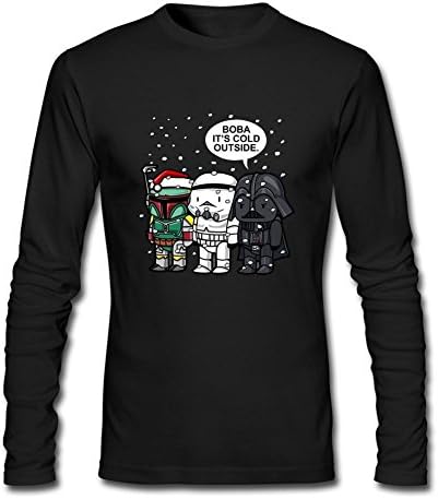 ZHUYOUDAO Custom Star Wars Christmas Boba Cold Tee for Mens Long Sleeve Black