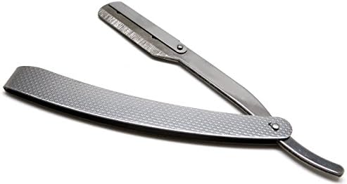 FClearup Straight Razor Barber Razor Straight Shaving Edge Silver Folding Stylish Stainless Steel Handle 1 PCS