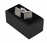KUPOO antique Buddhist pattern wedding suit shirt cufflinks for Men(Square)
