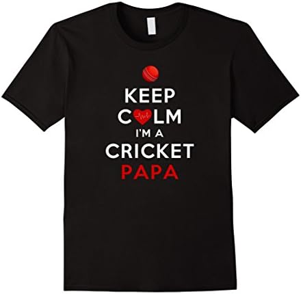 Mens Keep Calm I'm a Cricket Papa Shirt 3XL Black