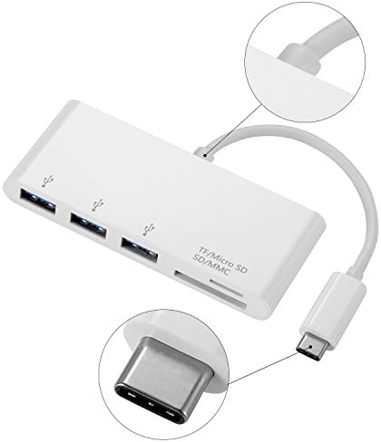 USB C Adapter, Type c 3.0 Devices hub for New MacBook pro 2015 2016 ChromeBook Pixel Devices Nokia N1 Nexus 6 6p (White)