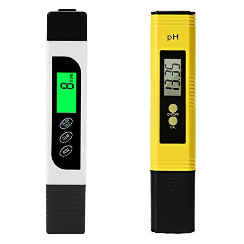 DYTesa Digital TDS Meter and PH Meter,Water Quality Tester with Auto Calibration Button,TDS PH EC Temperature 4 in 1 Set,Ideal for Household Drinking Water,Hydroponic,Aquariums,etc