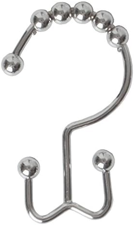 Loomin Rustproof Roller Shower Curtain Rings Double Glide Hooks,12 Count (Chrome)